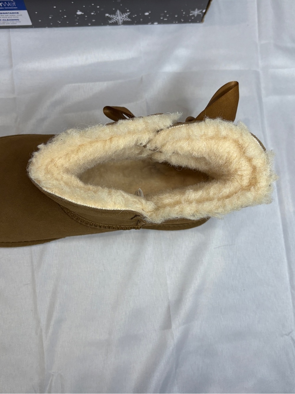 PAWZ Women's Chestnut Brown Suede Shearling-Lined Ankle Boots - Picture 4 of 4
